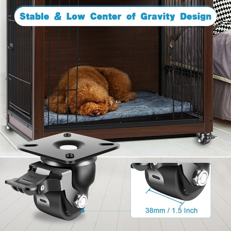 Nefish 2-Inch Heavy Duty Casters Set of 4, Industrial Grade Castors Wheels 2200 LBS, Low Gravity Plate Swivel Caster with Brake, Durable & Corrosion-Resistant Nylon Wheels for Industrial, Equipment - Image 3